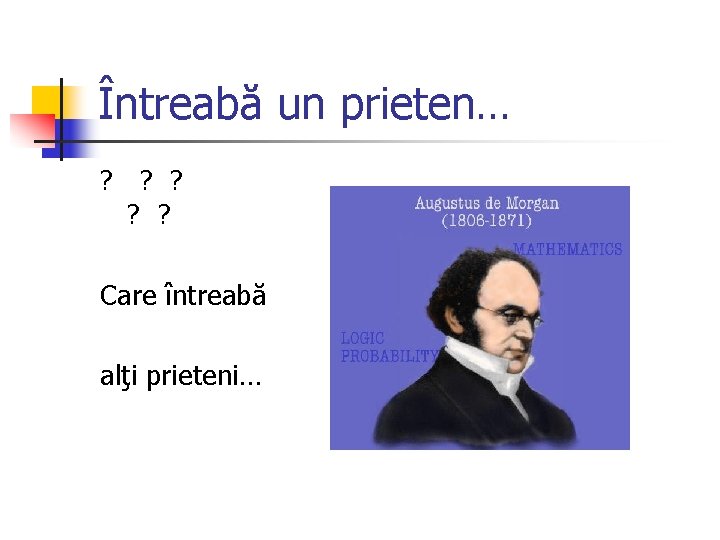 Întreabă un prieten… ? ? ? Care întreabă alţi prieteni… 