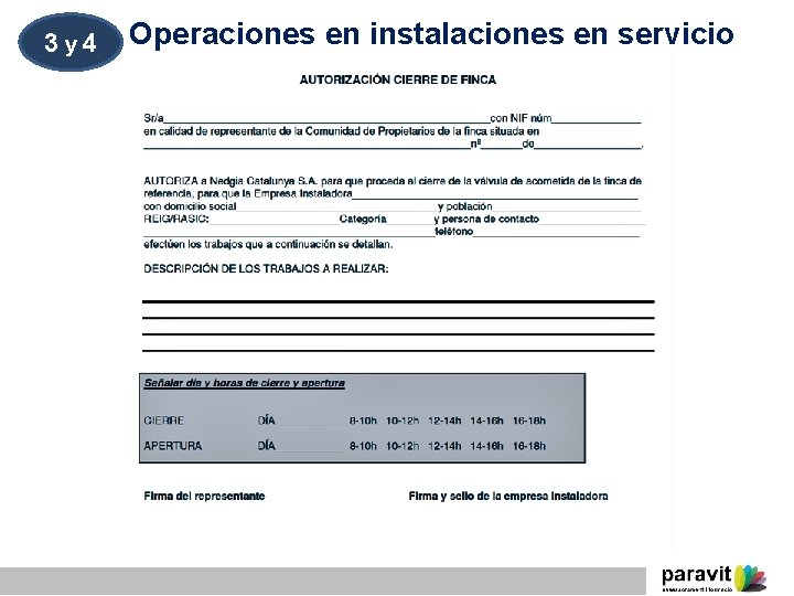 3 y 4 Operaciones en instalaciones en servicio 