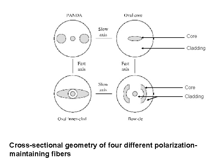 Core Cladding Cross-sectional geometry of four different polarizationmaintaining fibers 