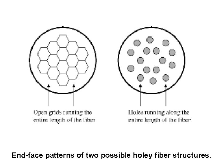 End-face patterns of two possible holey fiber structures. 