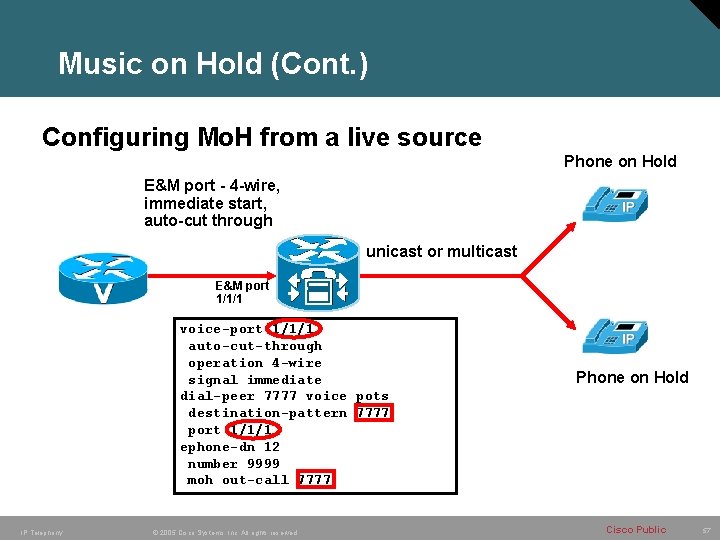 Music on Hold (Cont. ) Configuring Mo. H from a live source Phone on