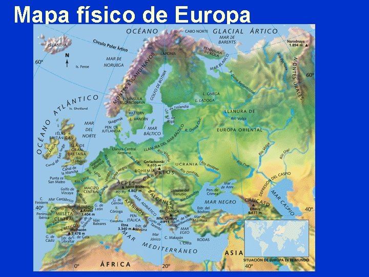 Mapa físico de Europa 