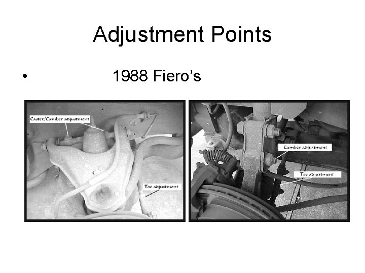 Adjustment Points • 1988 Fiero’s 