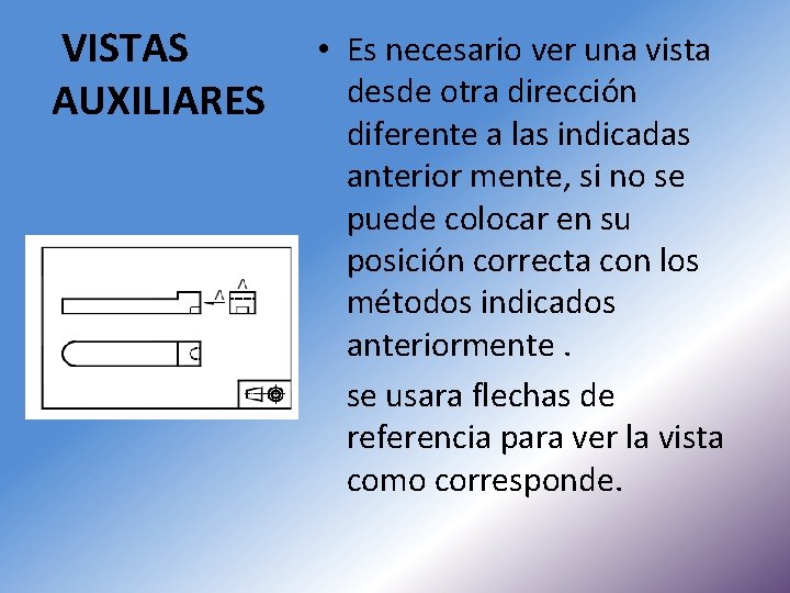 VISTAS AUXILIARES • Es necesario ver una vista desde otra dirección diferente a las