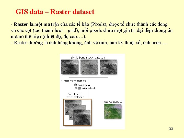 GIS data – Raster dataset - Raster là một ma trận của các tế