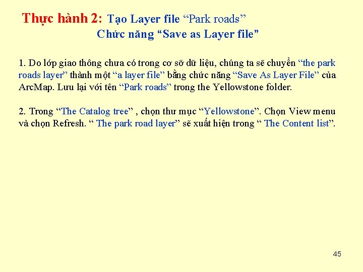 Thực hành 2: Tạo Layer file “Park roads” Chức năng “Save as Layer file”