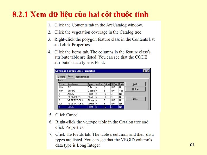 8. 2. 1 Xem dữ liệu của hai cột thuộc tính 57 