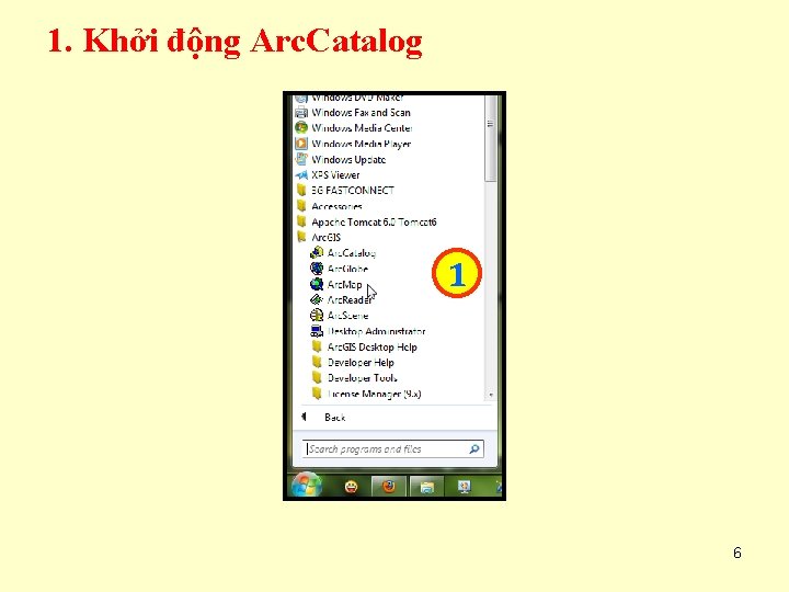 1. Khởi động Arc. Catalog 1 6 