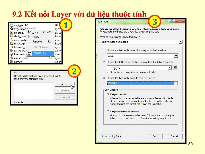 9. 2 Kết nối Layer với dữ liệu thuộc tính 1 3 2 80