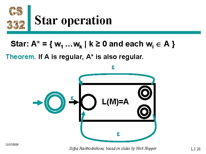 Star operation Star: A* = { w 1 …wk | k ≥ 0 and