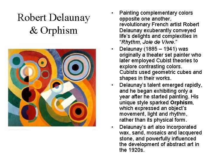 Robert Delaunay & Orphism • • Painting complementary colors opposite one another, revolutionary French