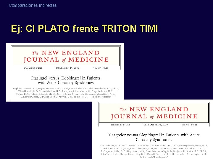 Comparaciones Indirectas Ej: CI PLATO frente TRITON TIMI Comparaciones Indirectas Ej: CI PLATO frente TRITON TIMI