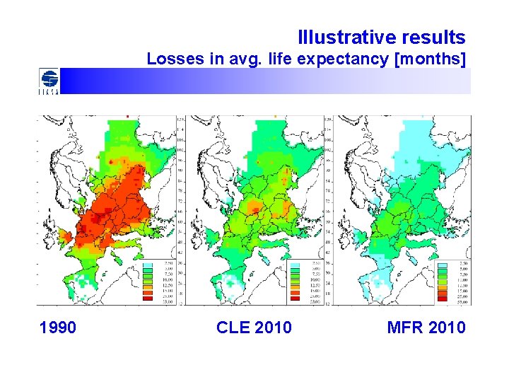 Illustrative results Losses in avg. life expectancy [months] 1990 CLE 2010 MFR 2010 