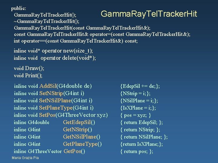 public: Gamma. Ray. Tel. Tracker. Hit(); Gamma. Ray. Tel. Tracker. Hit ~Gamma. Ray. Tel.