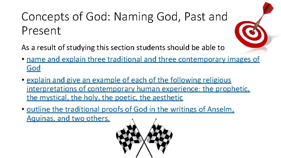 Concepts of God: Naming God, Past and Present As a result of studying this