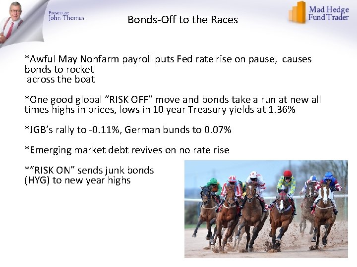 Bonds-Off to the Races *Awful May Nonfarm payroll puts Fed rate rise on pause,