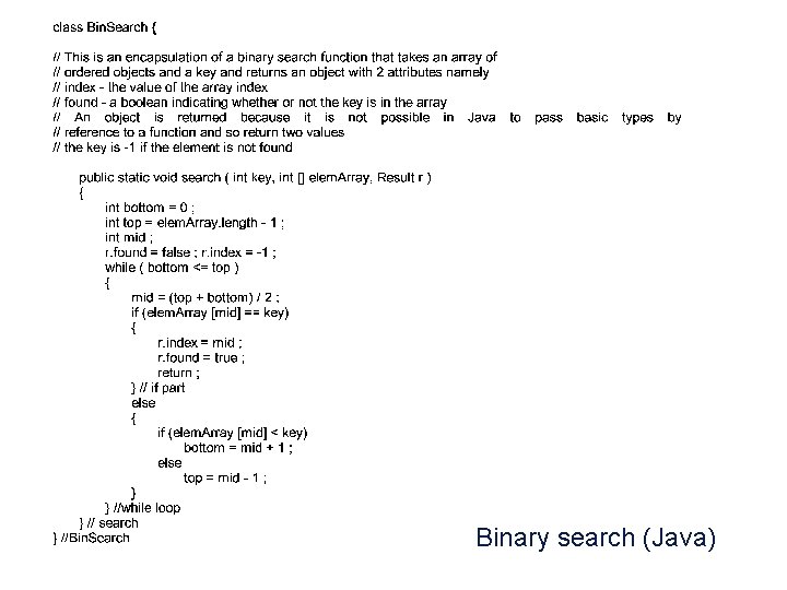 Binary search (Java) 