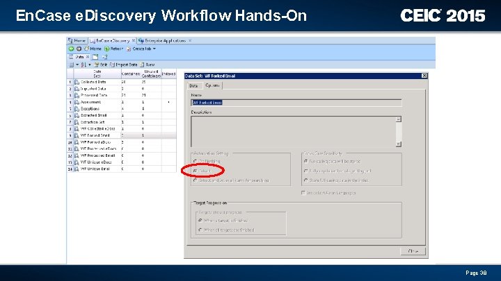 En. Case e. Discovery Workflow Hands-On Page 38 