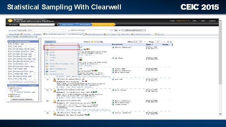 Statistical Sampling With Clearwell 