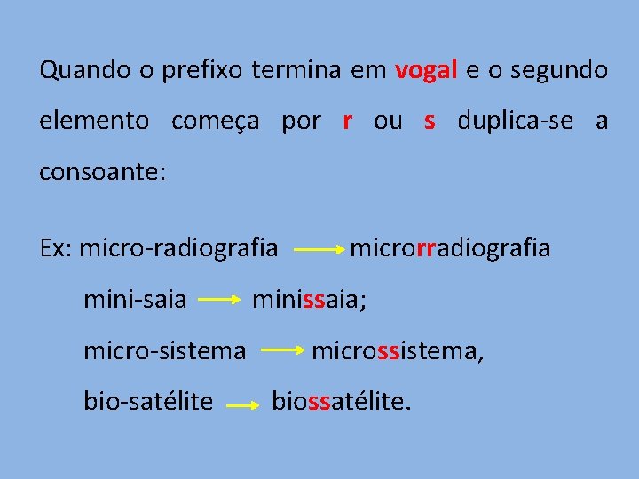 Quando o prefixo termina em vogal e o segundo elemento começa por r ou