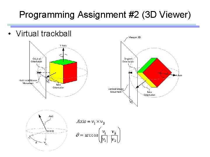 Programming Assignment #2 (3 D Viewer) • Virtual trackball 