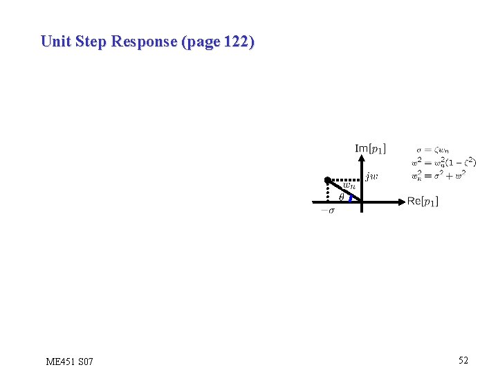 Unit Step Response (page 122) ME 451 S 07 52 