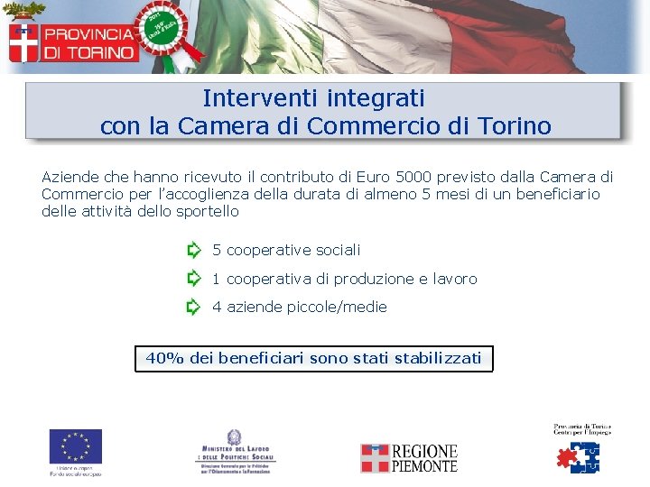 Interventi integrati con la Camera di Commercio di Torino Aziende che hanno ricevuto il