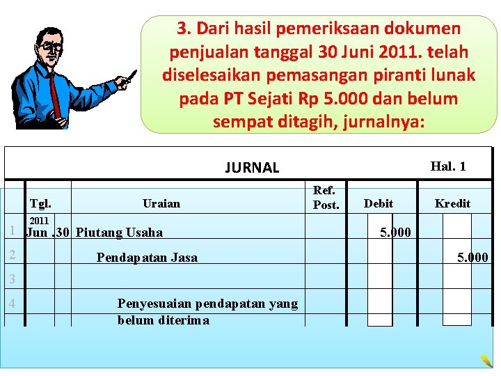 3. Dari hasil pemeriksaan dokumen penjualan tanggal 30 Juni 2011. telah diselesaikan pemasangan piranti