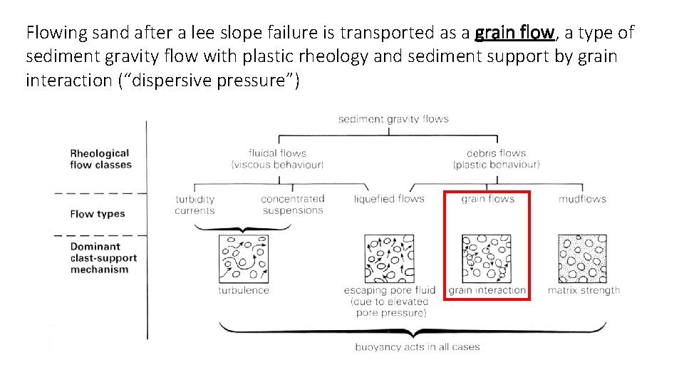 Flowing sand after a lee slope failure is transported as a grain flow, a