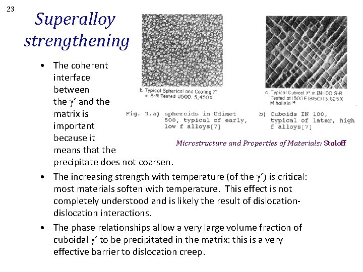 23 Superalloy strengthening • The coherent interface between the g’ and the matrix is