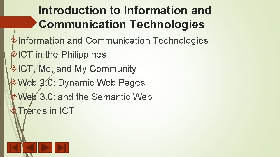 Introduction to Information and Communication Technologies ICT in the Philippines ICT, Me, and My Introduction to Information and Communication Technologies ICT in the Philippines ICT, Me, and My