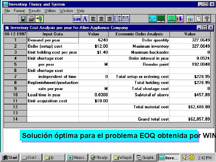 La orden es recibida en un período de 8 días / [(52)(5)] Datos de