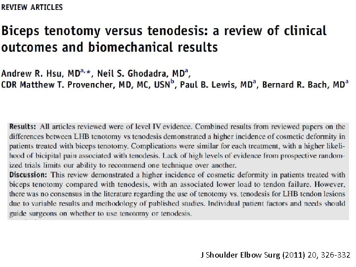 J Shoulder Elbow Surg (2011) 20, 326 -332 