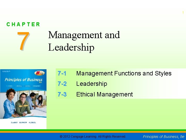 CHAPTER 7 1 CHAPTER 7 Management and Leadership 7 -1 Management Functions and Styles