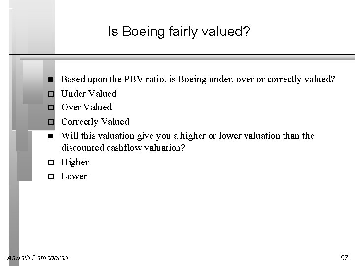 Is Boeing fairly valued? Based upon the PBV ratio, is Boeing under, over or