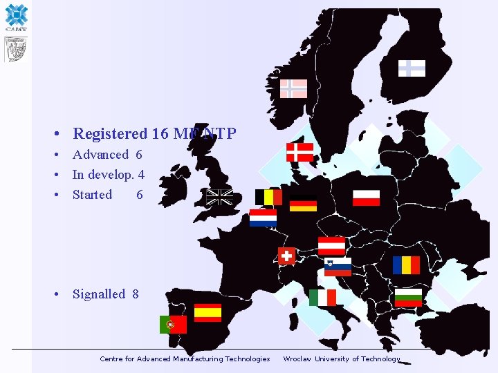  • Registered 16 MF NTP • Advanced 6 • In develop. 4 •