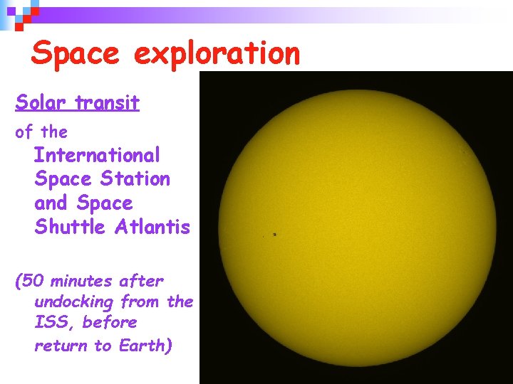 Space exploration Solar transit of the International Space Station and Space Shuttle Atlantis (50