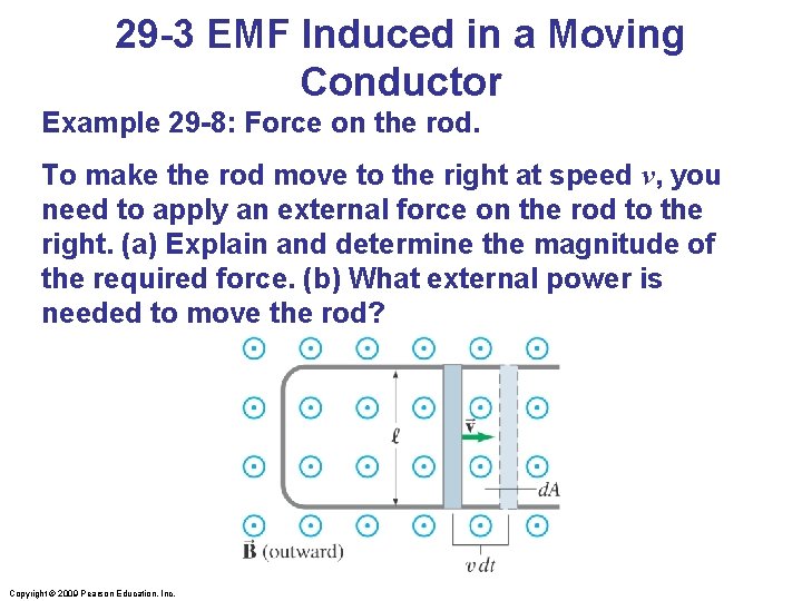 29 -3 EMF Induced in a Moving Conductor Example 29 -8: Force on the