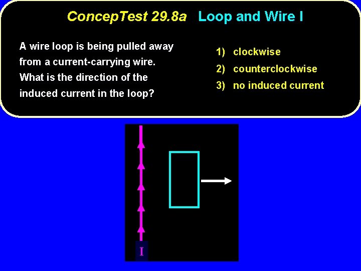 Concep. Test 29. 8 a Loop and Wire I A wire loop is being