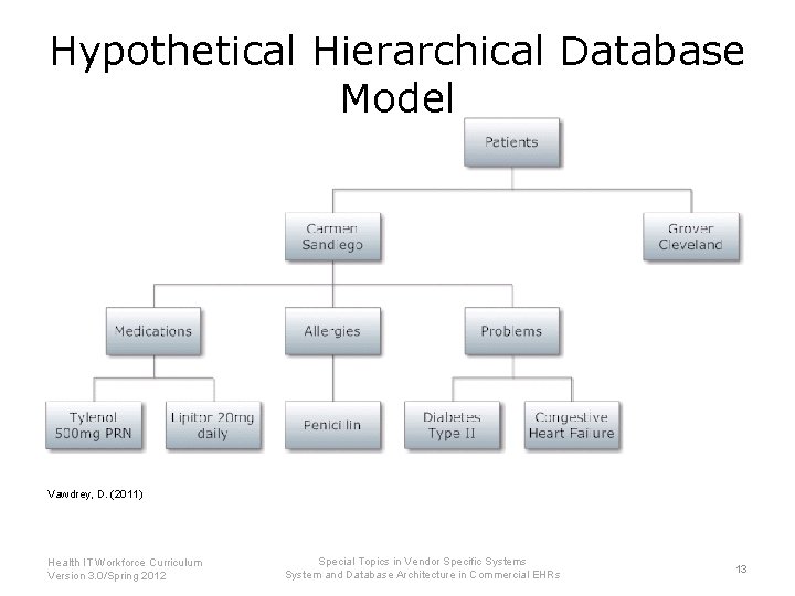 Hypothetical Hierarchical Database Model Vawdrey, D. (2011) Health IT Workforce Curriculum Version 3. 0/Spring