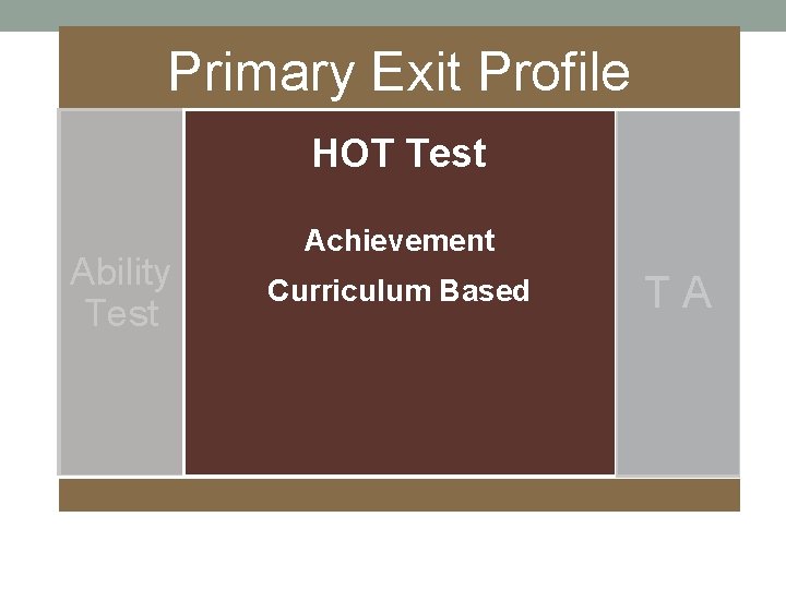 Primary Exit Profile HOT Test Ability Test Achievement Curriculum Based T A 