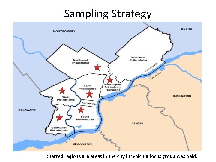 Sampling Strategy Starred regions areas in the city in which a focus group was