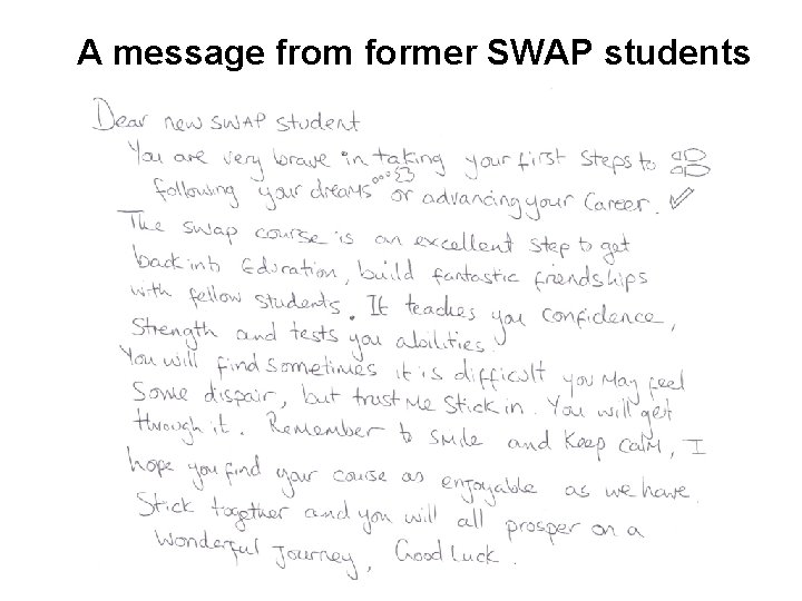 A message from former SWAP students 