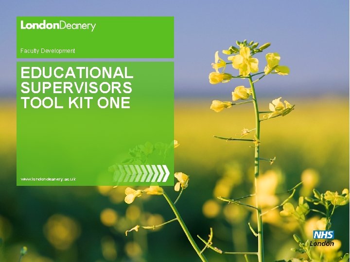 Faculty Development EDUCATIONAL SUPERVISORS TOOL KIT ONE www. londondeanery. ac. uk Faculty Development EDUCATIONAL SUPERVISORS TOOL KIT ONE www. londondeanery. ac. uk
