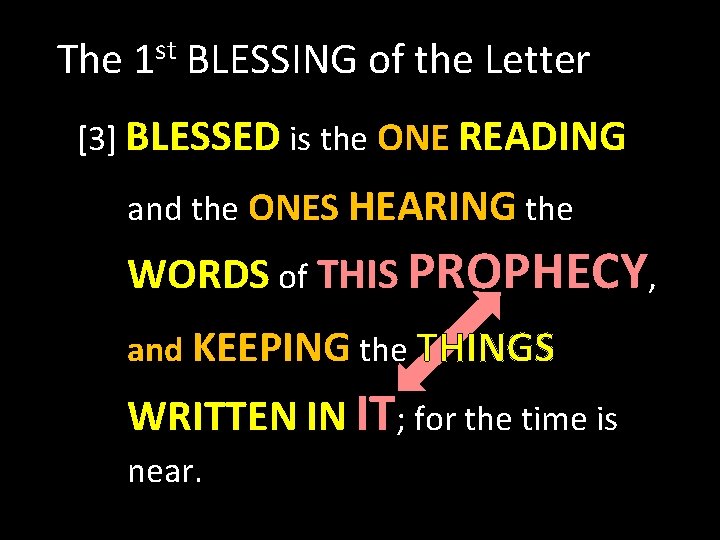 The st 1 BLESSING of the Letter [3] BLESSED is the ONE READING and