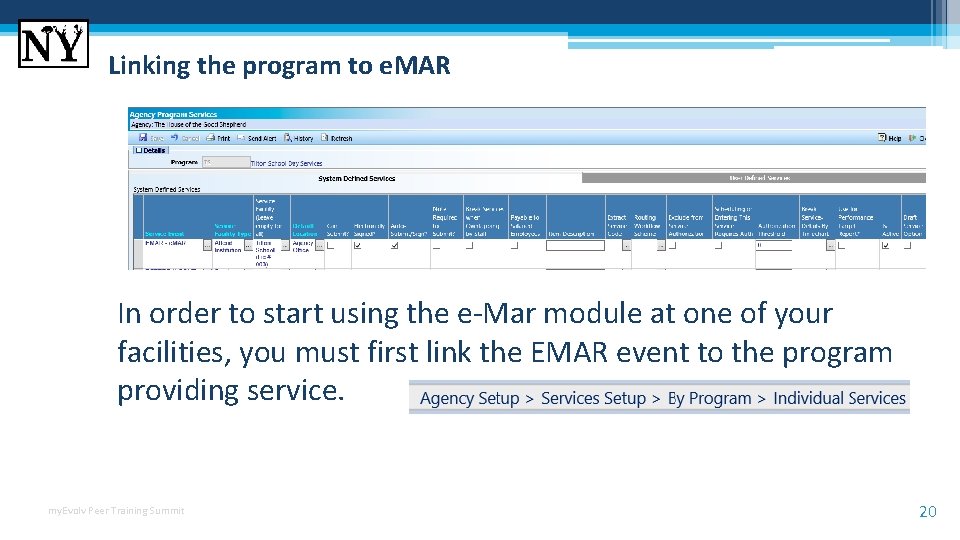 Linking the program to e. MAR In order to start using the e-Mar module Linking the program to e. MAR In order to start using the e-Mar module