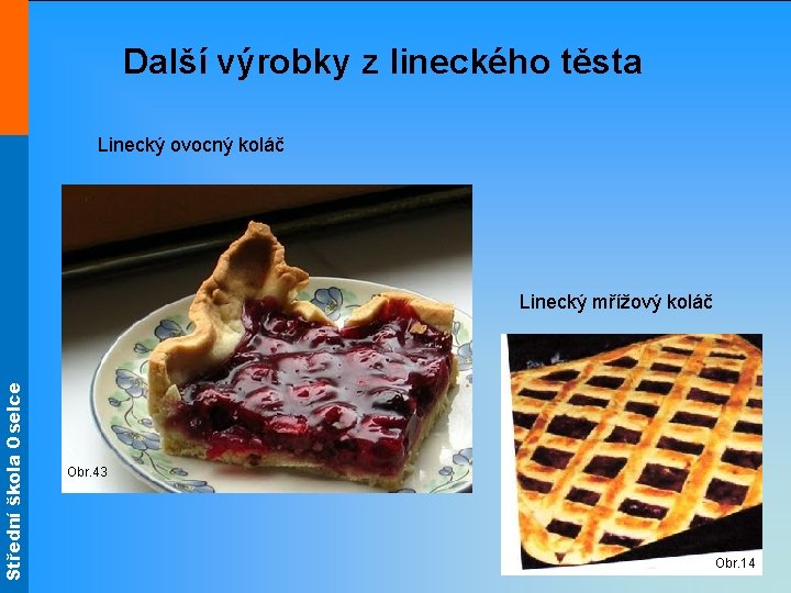 Střední škola Oselce Další výrobky z lineckého těsta Linecký ovocný koláč Linecký mřížový koláč