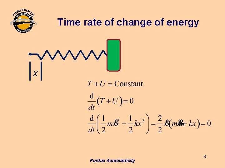 Time rate of change of energy x Purdue Aeroelasticity 6 Time rate of change of energy x Purdue Aeroelasticity 6