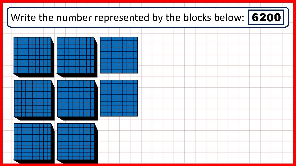 Write the number represented by the blocks below: 6200 