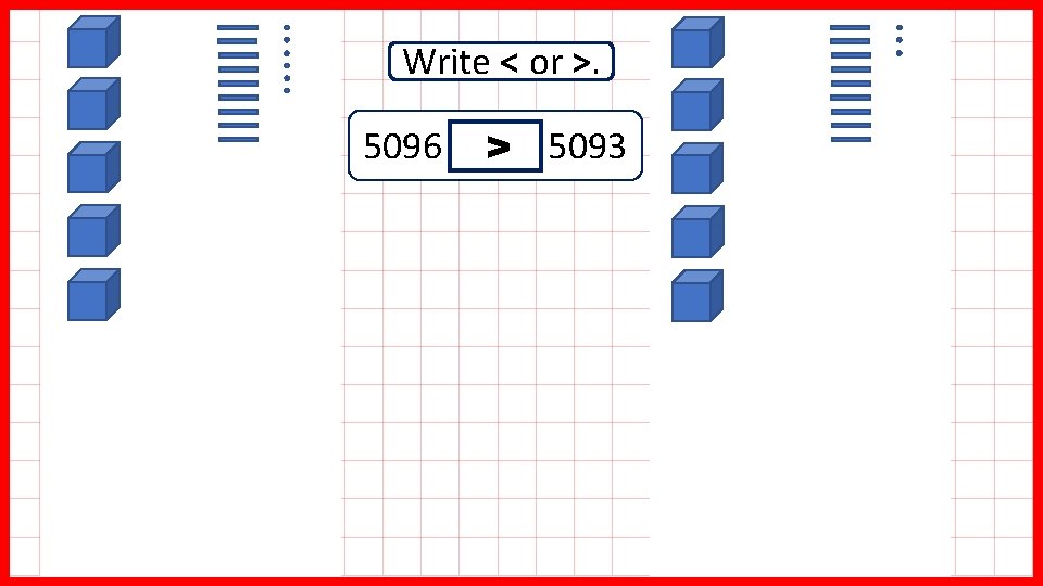 Write < or >. 5096 > 5093 